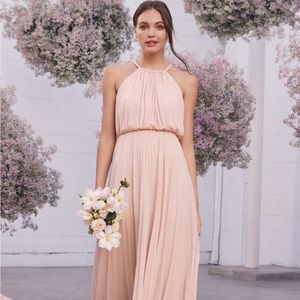 NEVER WORN: Lulus True Adoration Blush Sleeveless Pleated Maxi Dress Size Small.